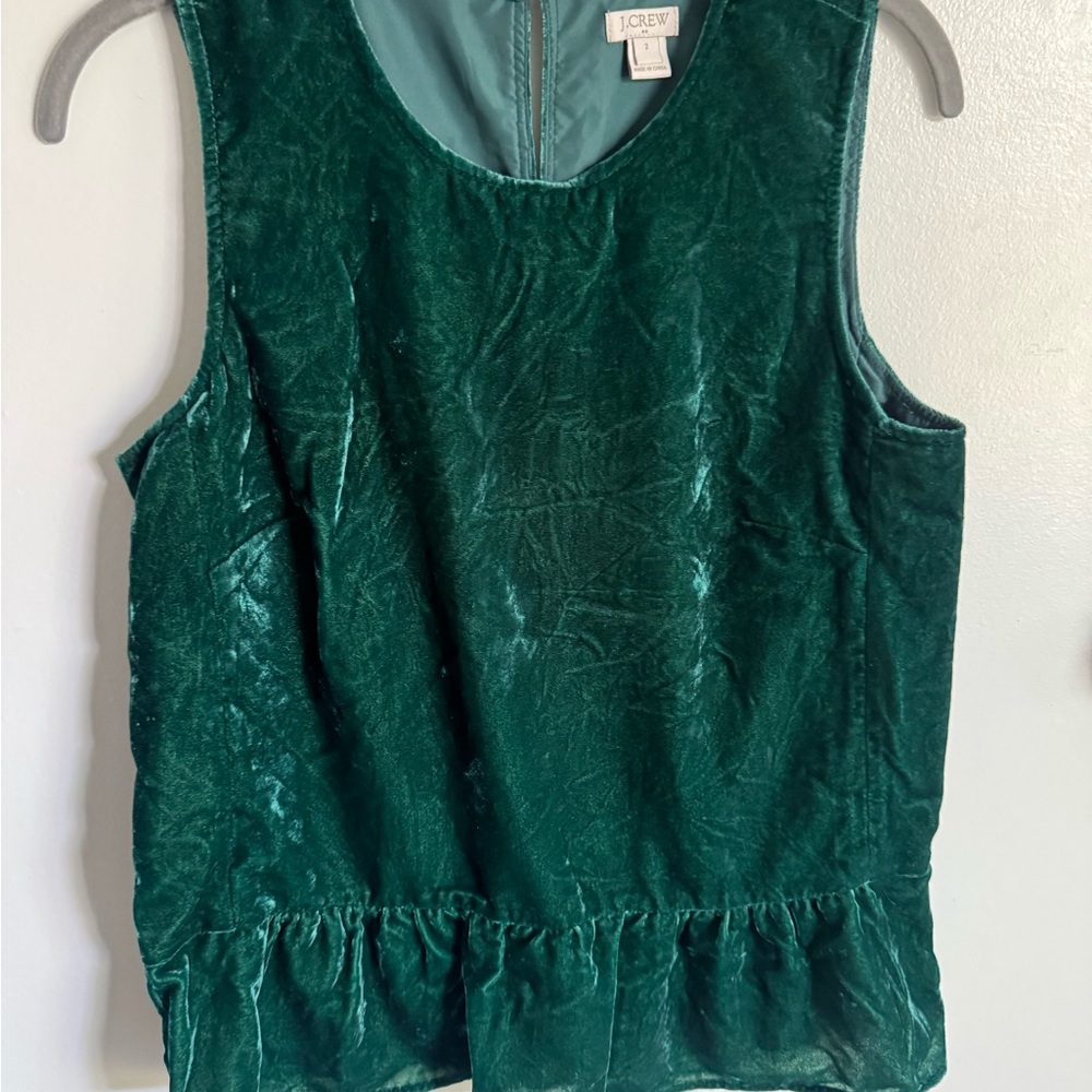 J. Crew Emerald Velvet Sleeveless Top